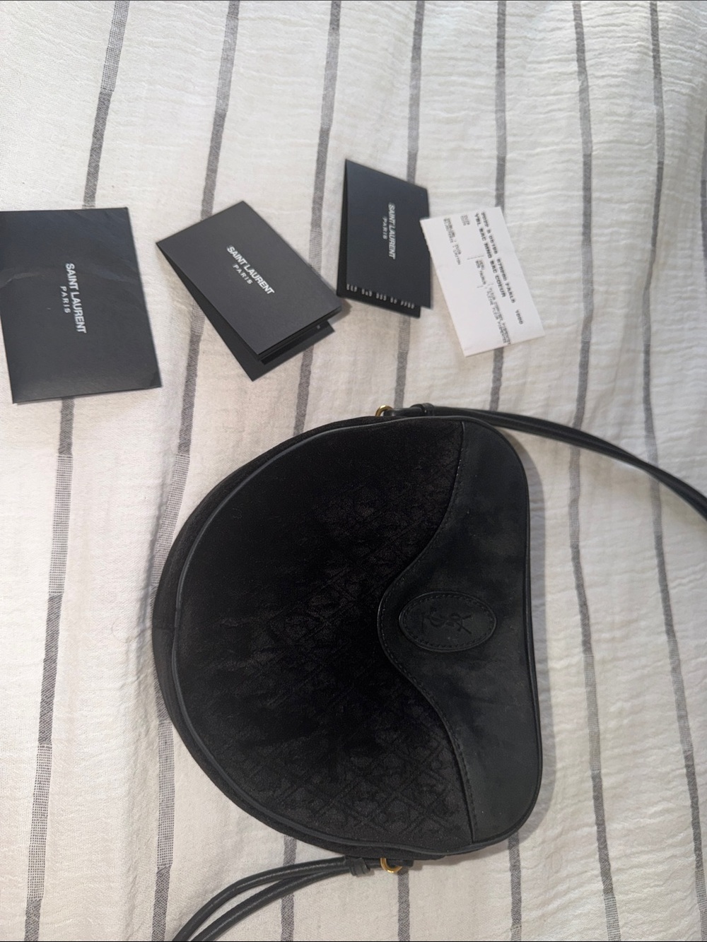 Saint Laurent Black Suede and Leather Crossbody Saddle Bag - Picture 2 of 6